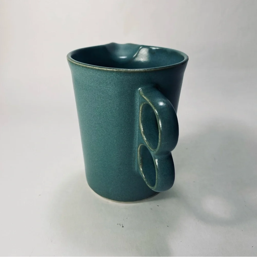 Bennington Potters Trigger Teal Creamer Double Handle Mid-Century Modern 1394 - Picture 7 of 13